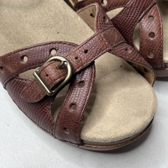 Dansko Sissy Brown Leather Buckle Strap Open Toe Clog Sandal Women’s Sz 37/6.5 - Picture 7 of 11